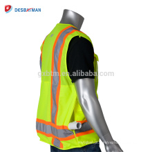 ANSI / ISEA 100% Poliéster Respirável Alta Visibilidade Colete de Segurança Jaqueta Durável Workwear De Segurança Com Duas Tiras Refletivas de Tom